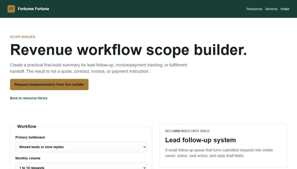 Revenue workflow scope builder